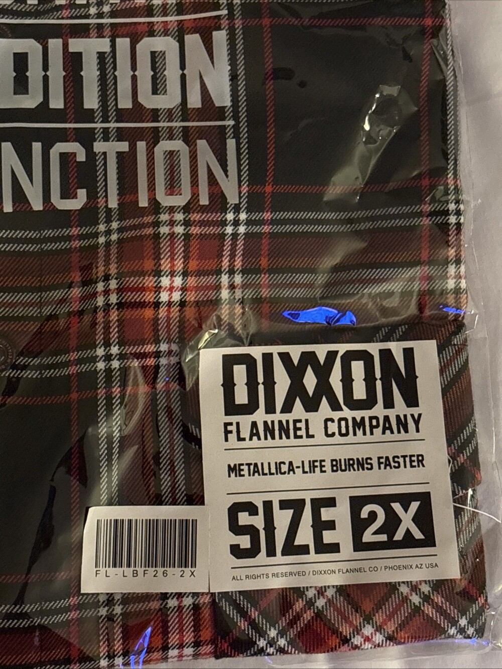 DIXXON Flannel x Metallica Life Burns Faster Men's 2XL Band Collab Button Up New - Picture 2 of 5